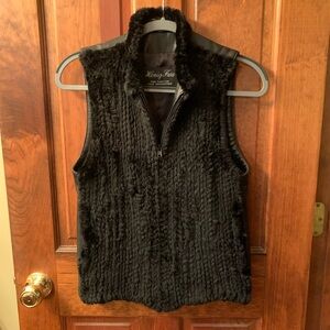 Henig Furs, Real BLACK Rabbit fur vest. FINE FURRIERS in CHARLOTTE N.C, Small.